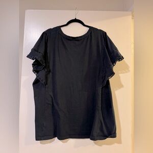 Ava & Viv 4x flutter sleeve t shirt with ruffle sleeve detail in back